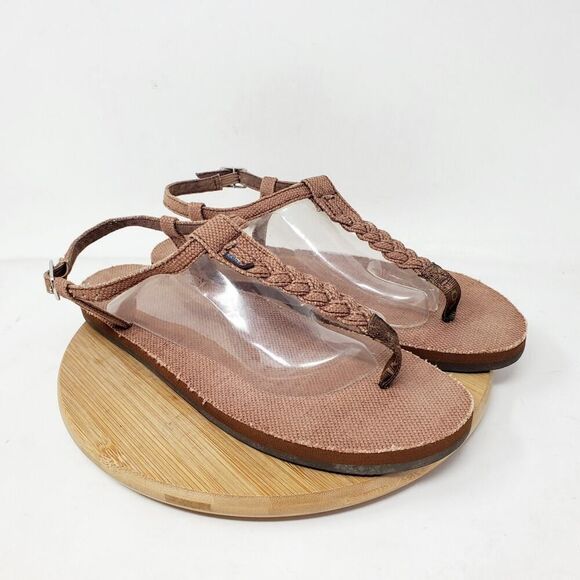 Rainbow T Street Sandals Womens 9 Hemp Thong Flip Flops Brown Shoes XL - Picture 6 of 14